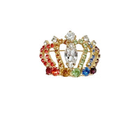 Dorothy Bauer Multi-Color Rhinestone Crown Brooch - Hers and His Treasures