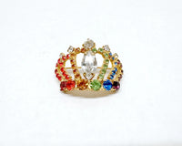 Dorothy Bauer Multi-Color Rhinestone Crown Brooch - Hers and His Treasures