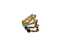 Dorothy Bauer Multi-Color Rhinestone Crown Brooch - Hers and His Treasures