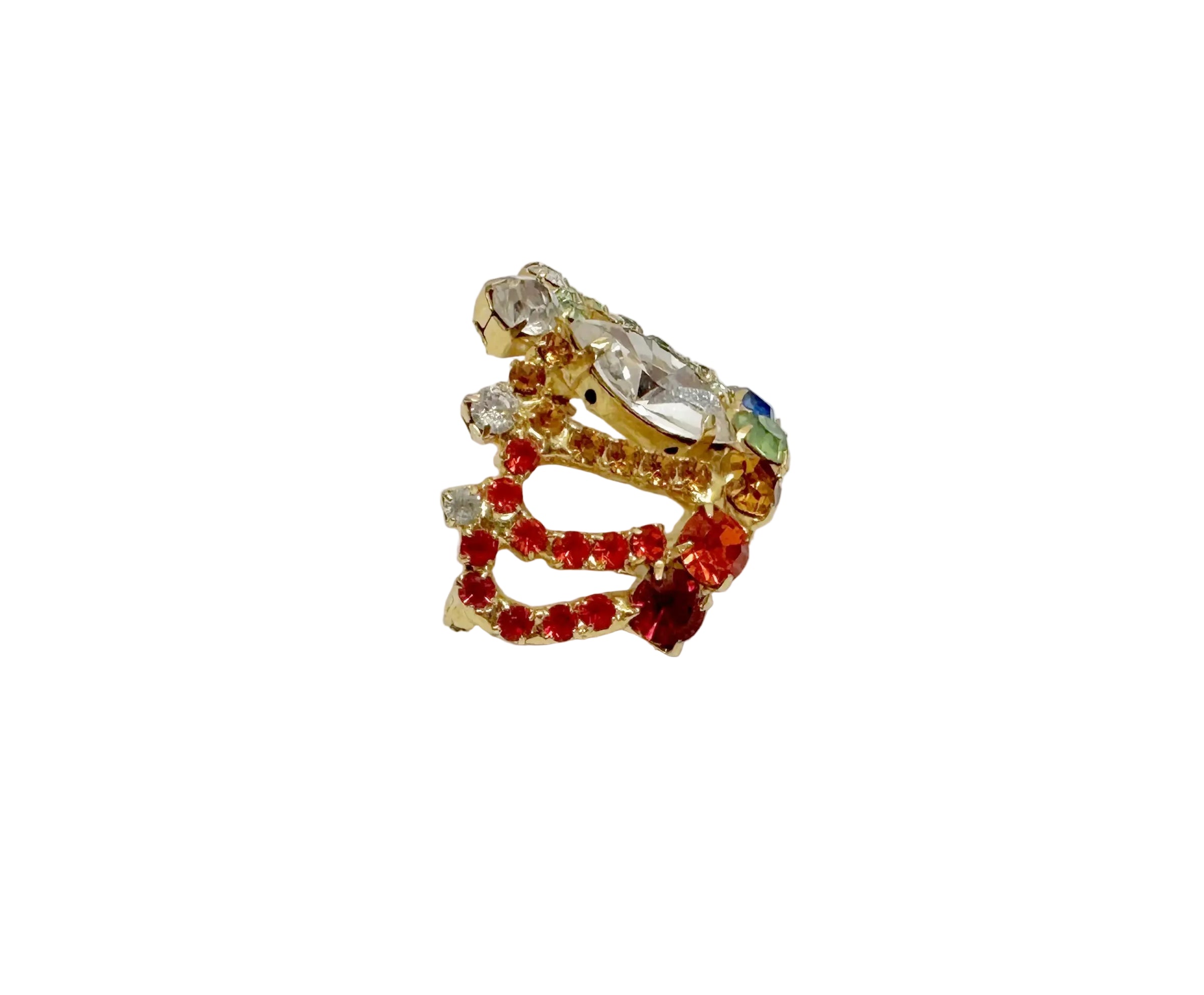 Dorothy Bauer Multi-Color Rhinestone Crown Brooch - Hers and His Treasures