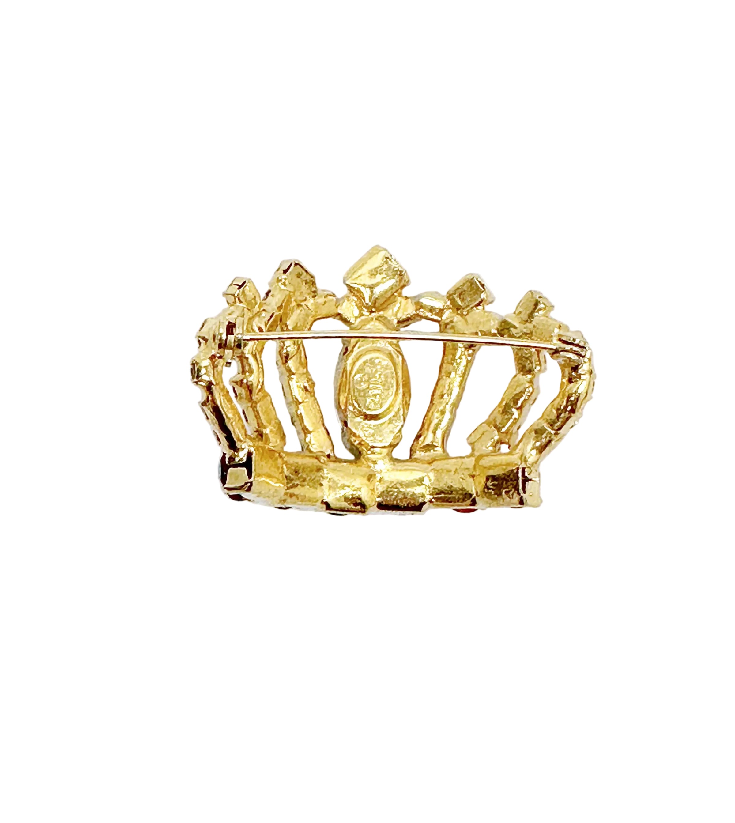 Dorothy Bauer Multi-Color Rhinestone Crown Brooch - Hers and His Treasures