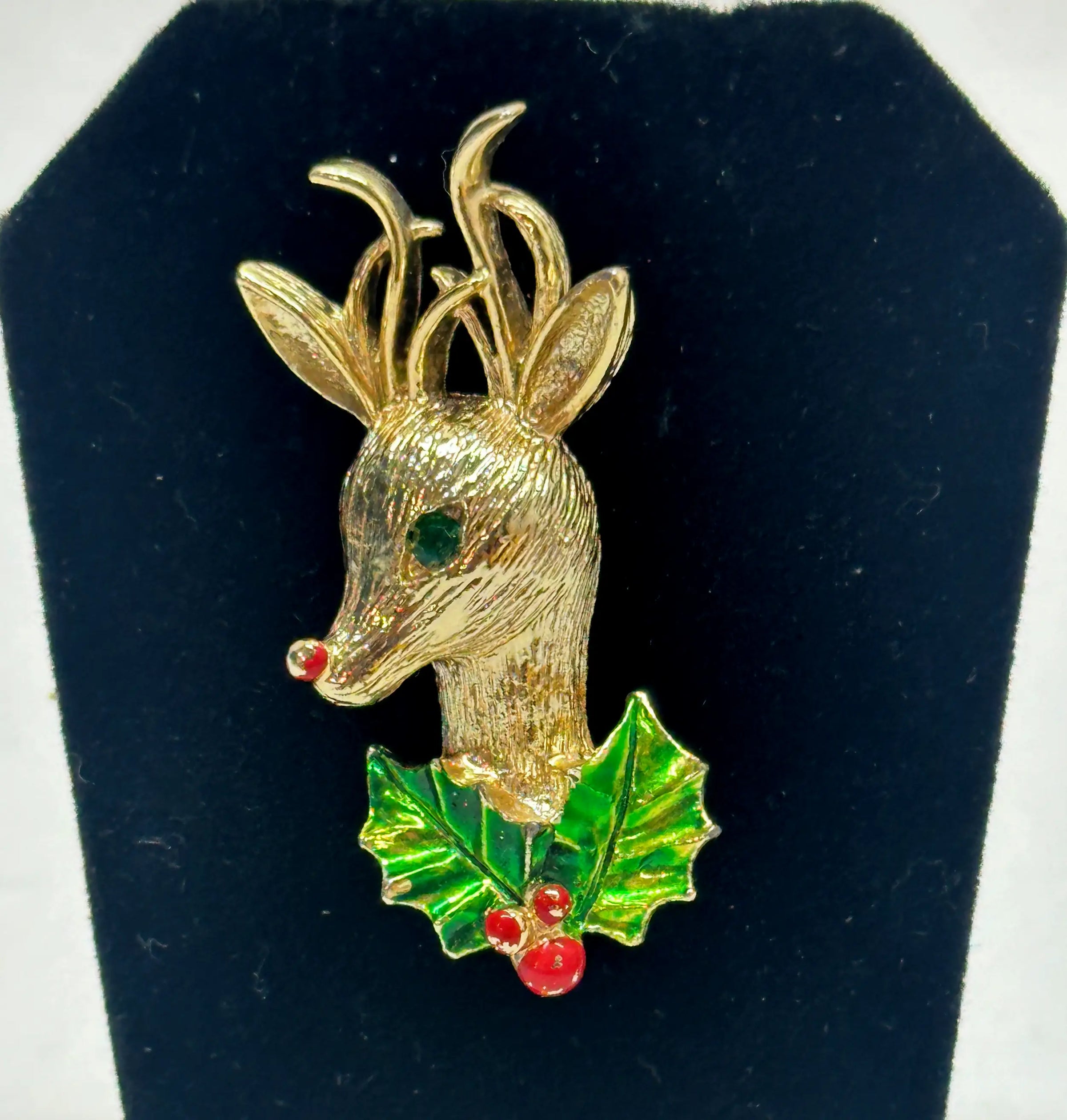 Gerry's Christmas Reindeer Gold Tone Brooch Pin - Hers and His Treasures