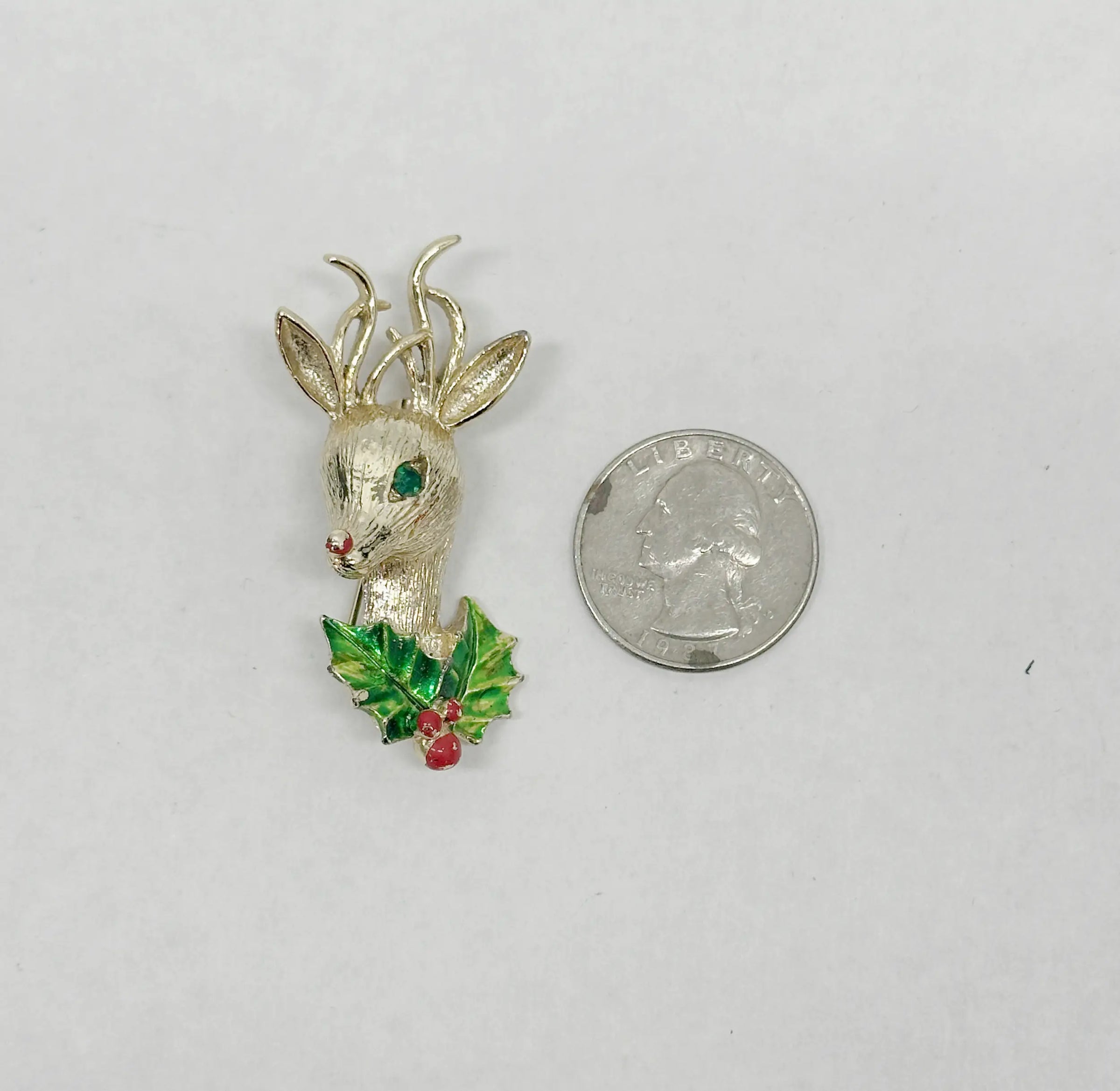 Gerry's Christmas Reindeer Gold Tone Brooch Pin - Hers and His Treasures