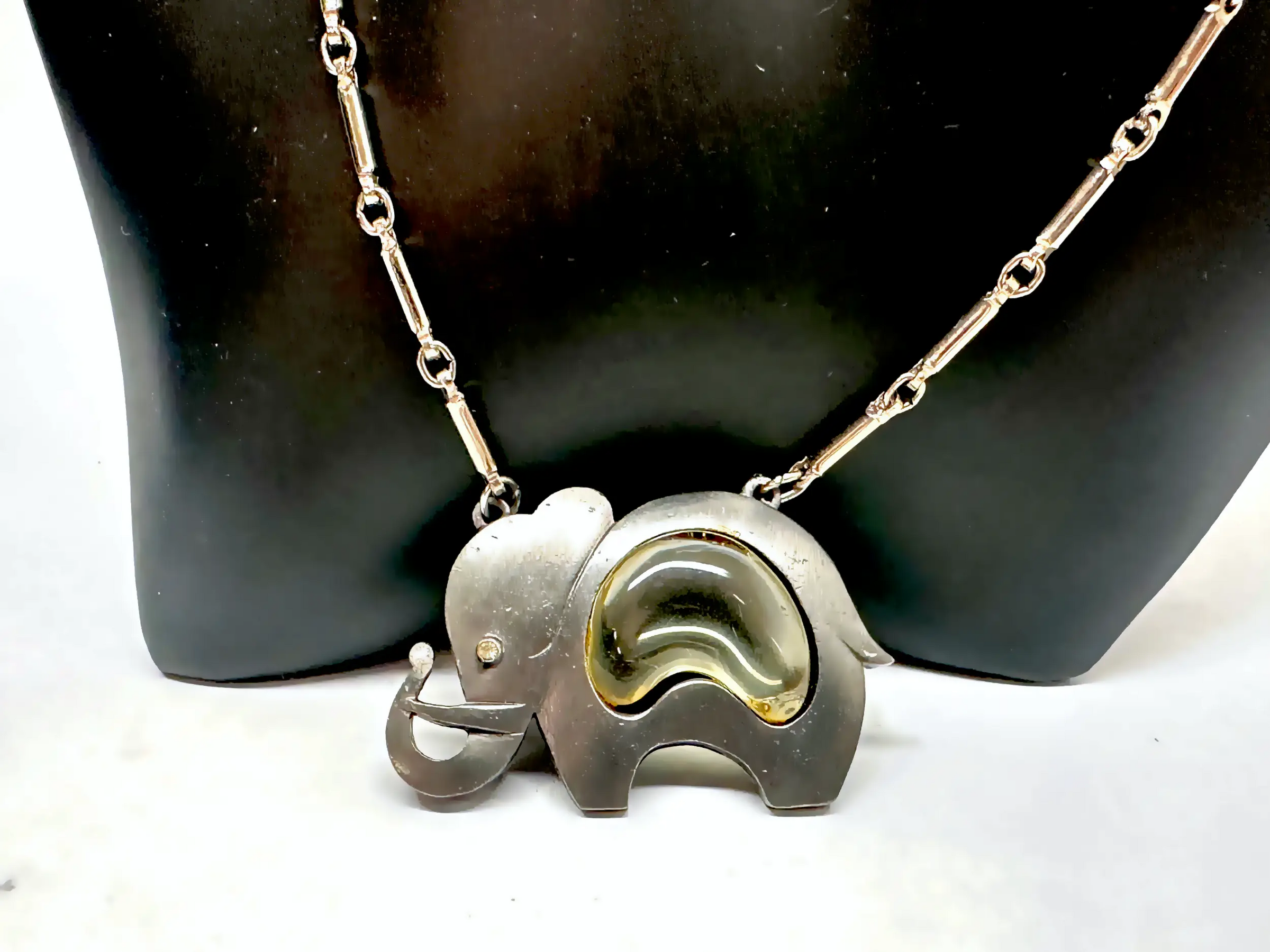 Gold Crown Inc Jelly Belly Lucite Elephant 22" Necklace - Hers and His Treasures