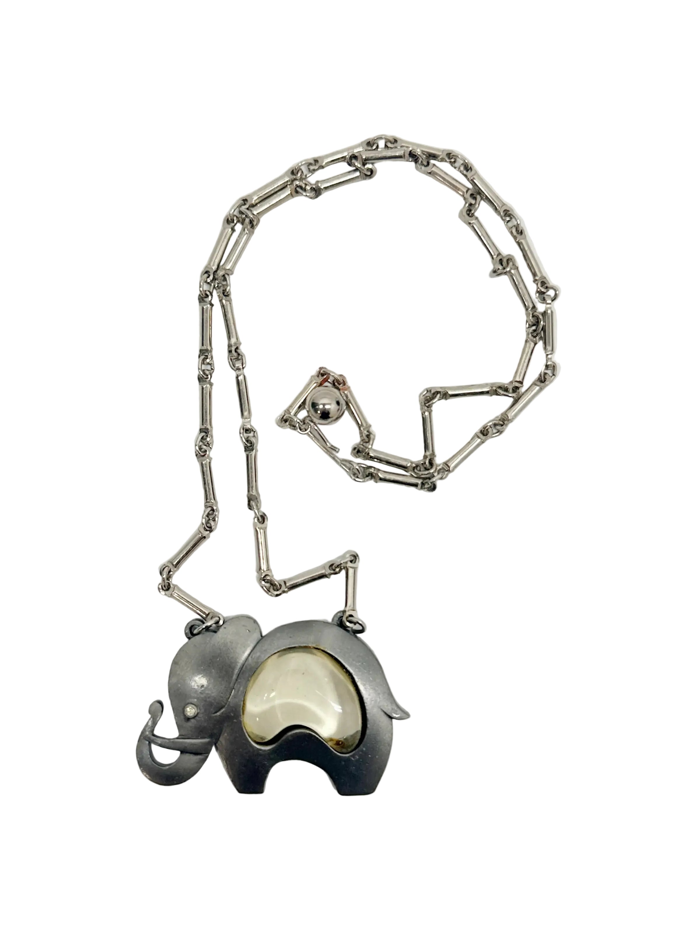 Gold Crown Inc Jelly Belly Lucite Elephant 22" Necklace - Hers and His Treasures