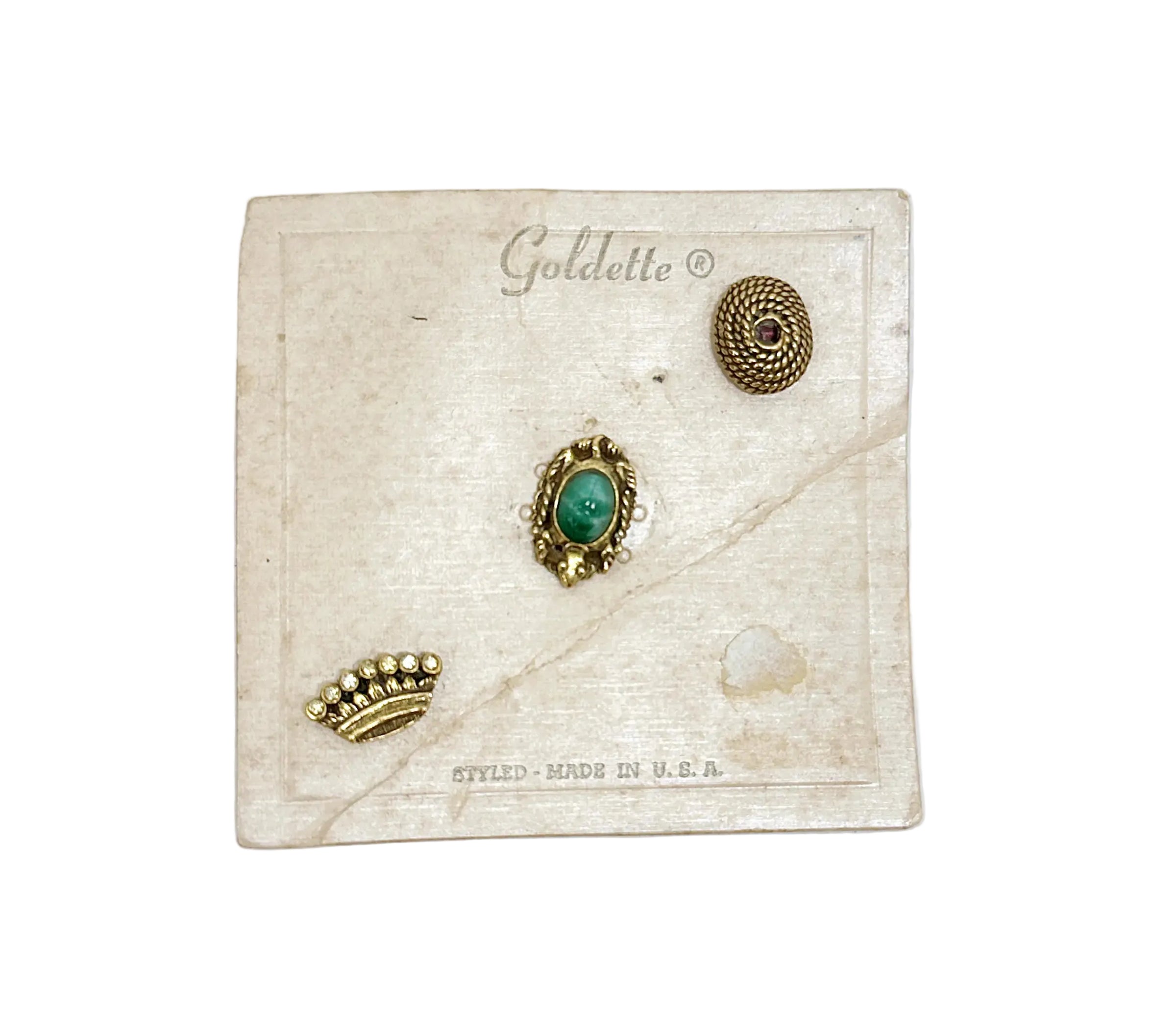 Goldette Tack Lapel Pin Set on Original Card - Hers and His Treasures