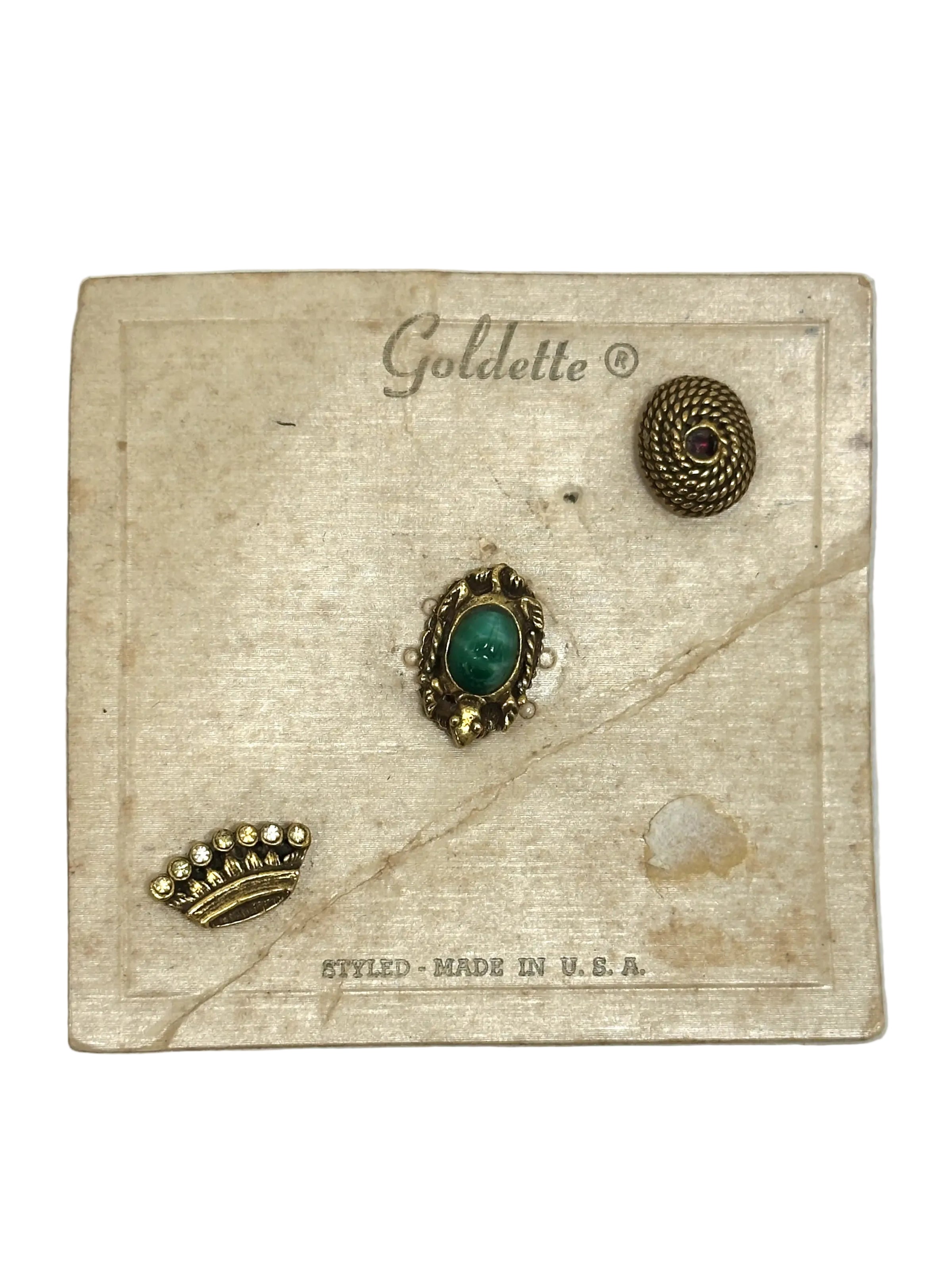 Goldette Tack Lapel Pin Set on Original Card - Hers and His Treasures