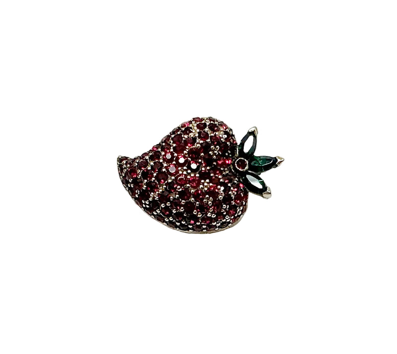 1960 Jomaz Signed Strawberry Rhinestone Brooch Pin - Hers and His Treasures