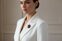 1960 Jomaz Signed Strawberry Rhinestone Brooch Pin - Hers and His Treasures