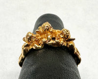 Kirks Folly Cherub Guardian Angel Gold Tone Ring Sz 7 - Hers and His Treasures