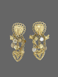 Retired Kirks Folly Rhinestone Heart Lock & Key Dangle Earrings - Hers and His Treasures