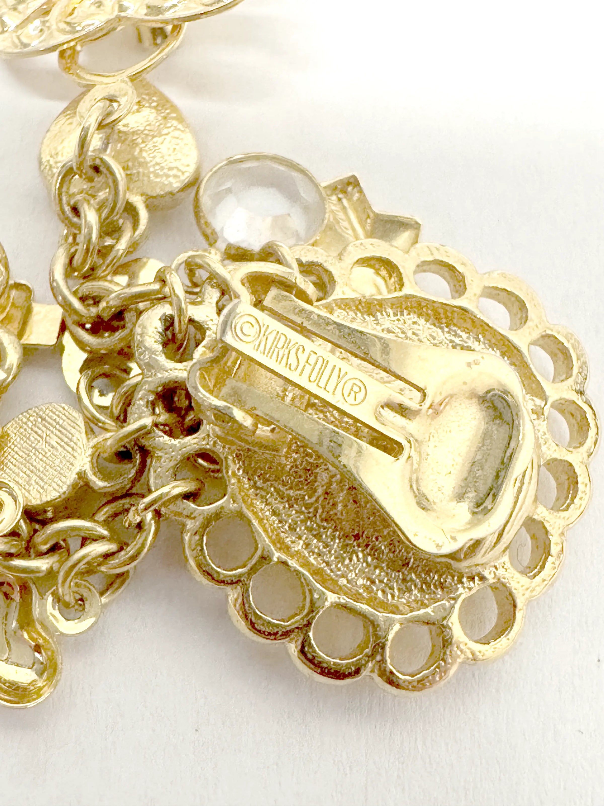 Retired Kirks Folly Rhinestone Heart Lock & Key Dangle Earrings - Hers and His Treasures