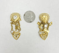 Retired Kirks Folly Rhinestone Heart Lock & Key Dangle Earrings - Hers and His Treasures