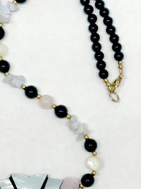 1980's LEE SANDS Mother of Pearl Lions Head Necklace - Hers and His Treasures
