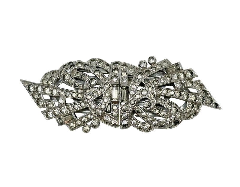 Mazer Duette Rhinestone Brooch Dress Clip - Hers and His Treasures