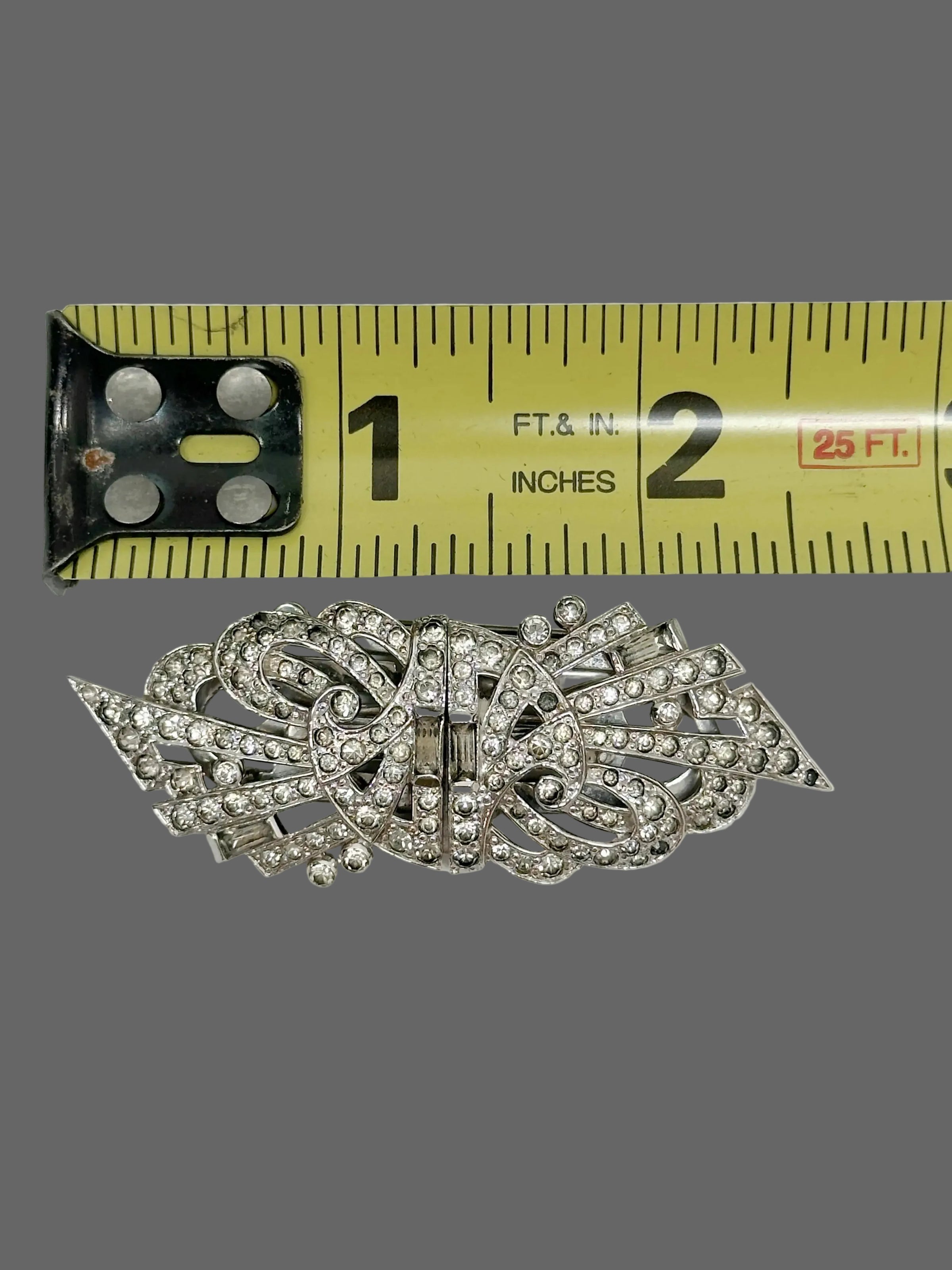 Mazer Duette Rhinestone Brooch Dress Clip - Hers and His Treasures