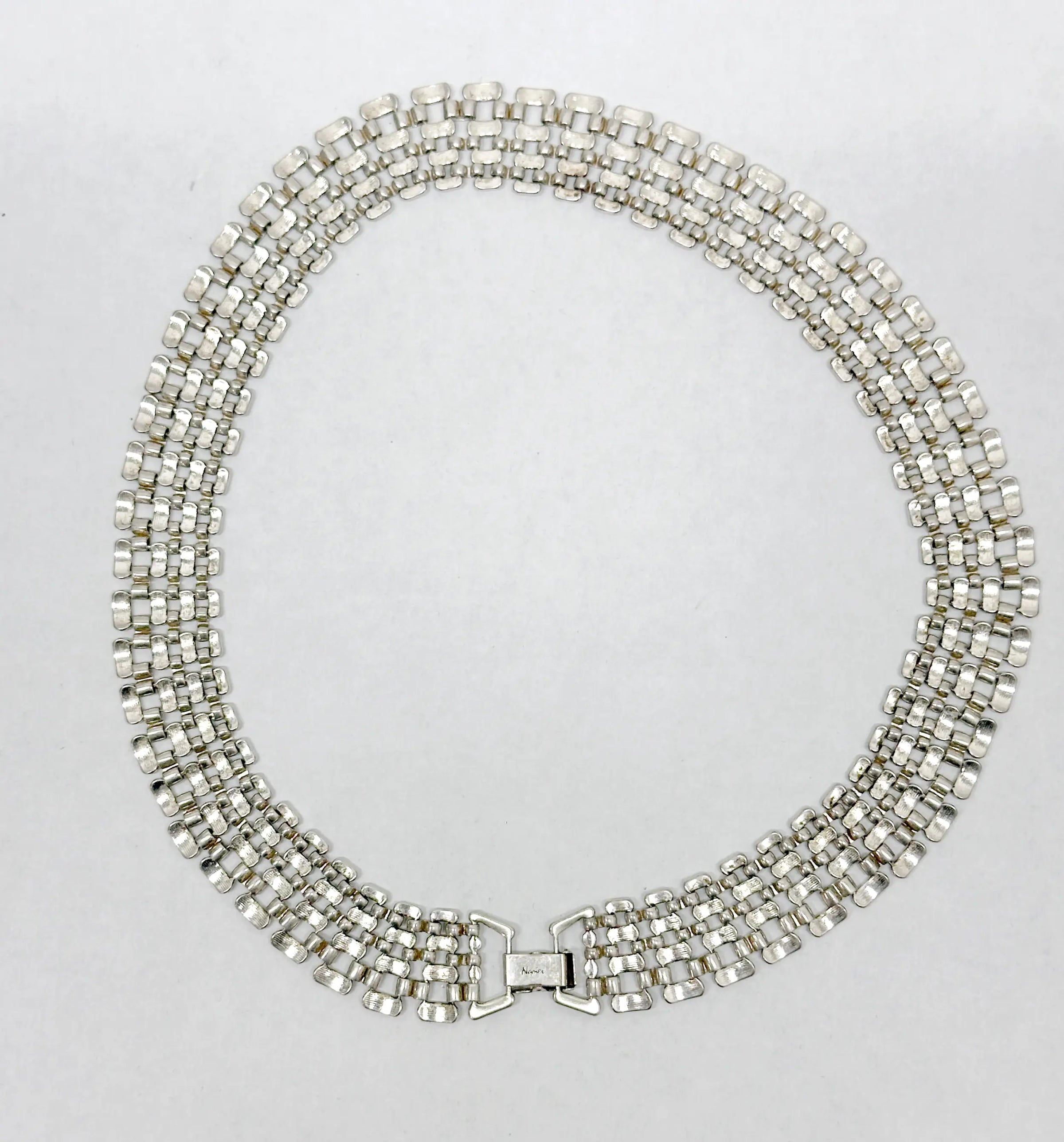 Vintage Napier Silver Tone Panther Link Choker Necklace - Hers and His Treasures