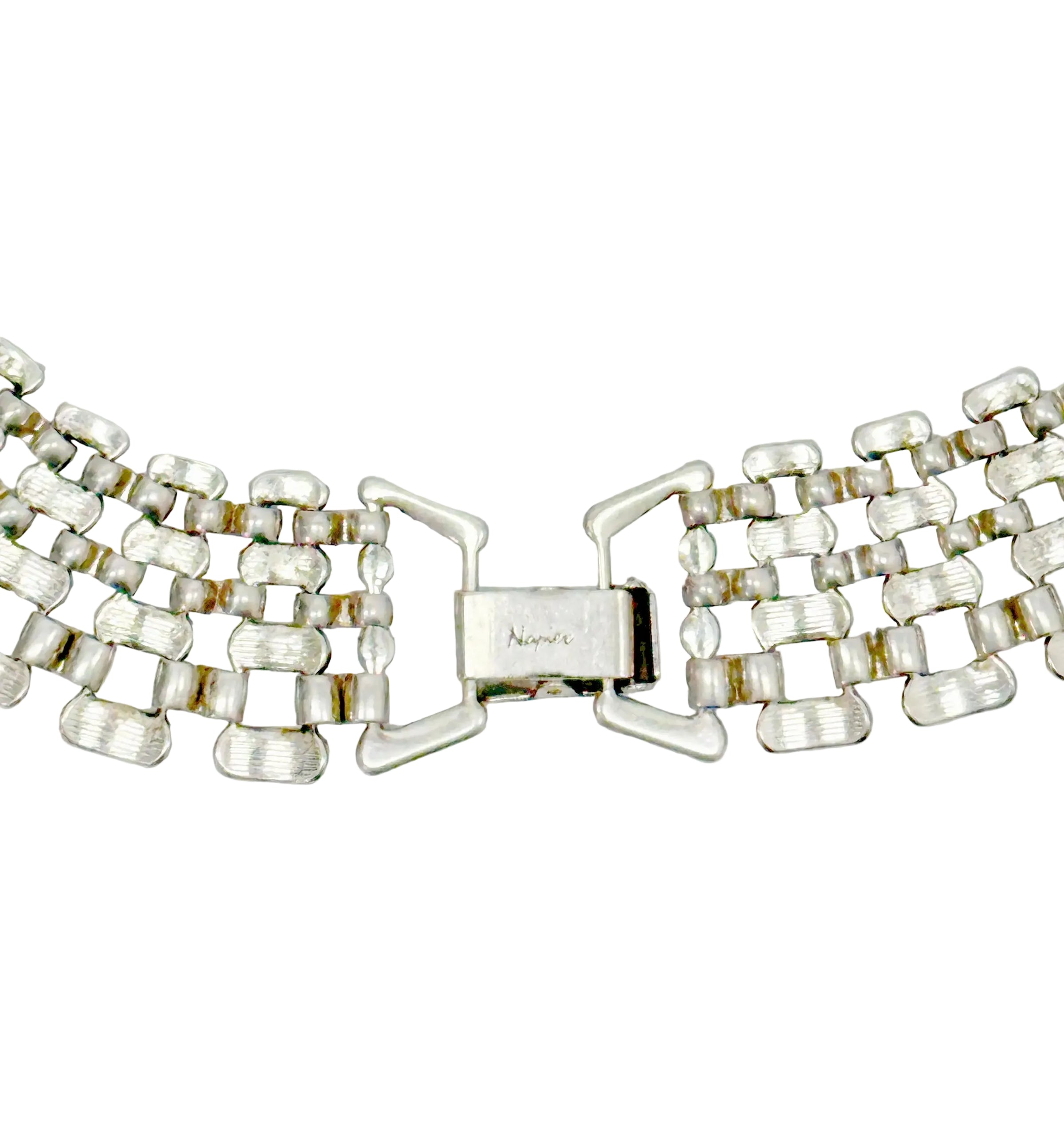 Vintage Napier Silver Tone Panther Link Choker Necklace - Hers and His Treasures