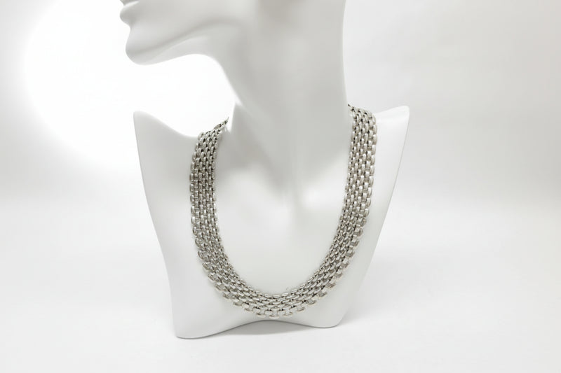 Vintage Napier Silver Tone Panther Link Choker Necklace - Hers and His Treasures