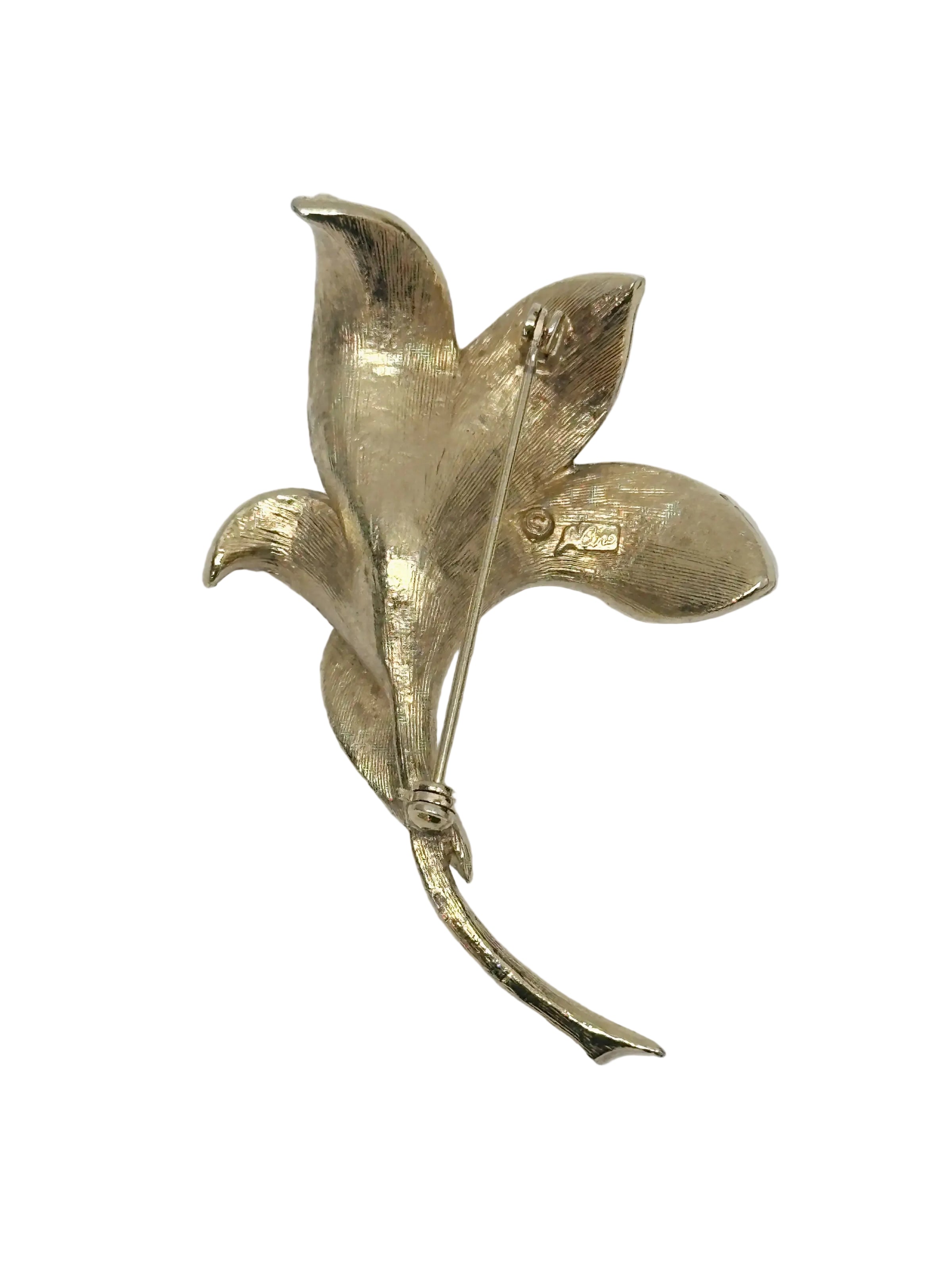Pegasus CORO Gold Tone Lily Flower Brooch Pin - Hers and His Treasures