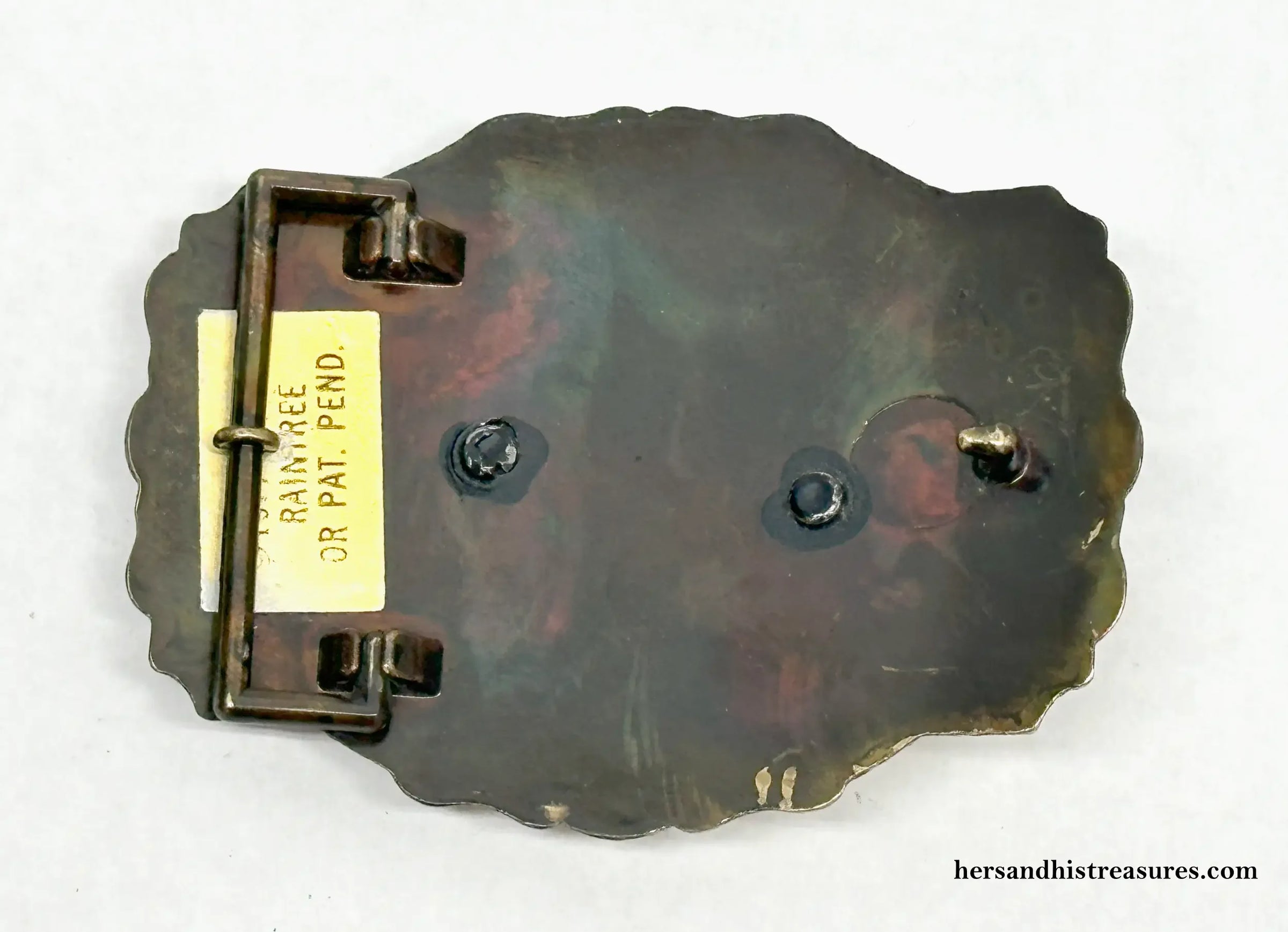 1977/1978 Raintree Raccoon Brass and Enamel Belt Buckle - Hers and His Treasures