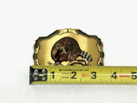 1977/1978 Raintree Raccoon Brass and Enamel Belt Buckle - Hers and His Treasures