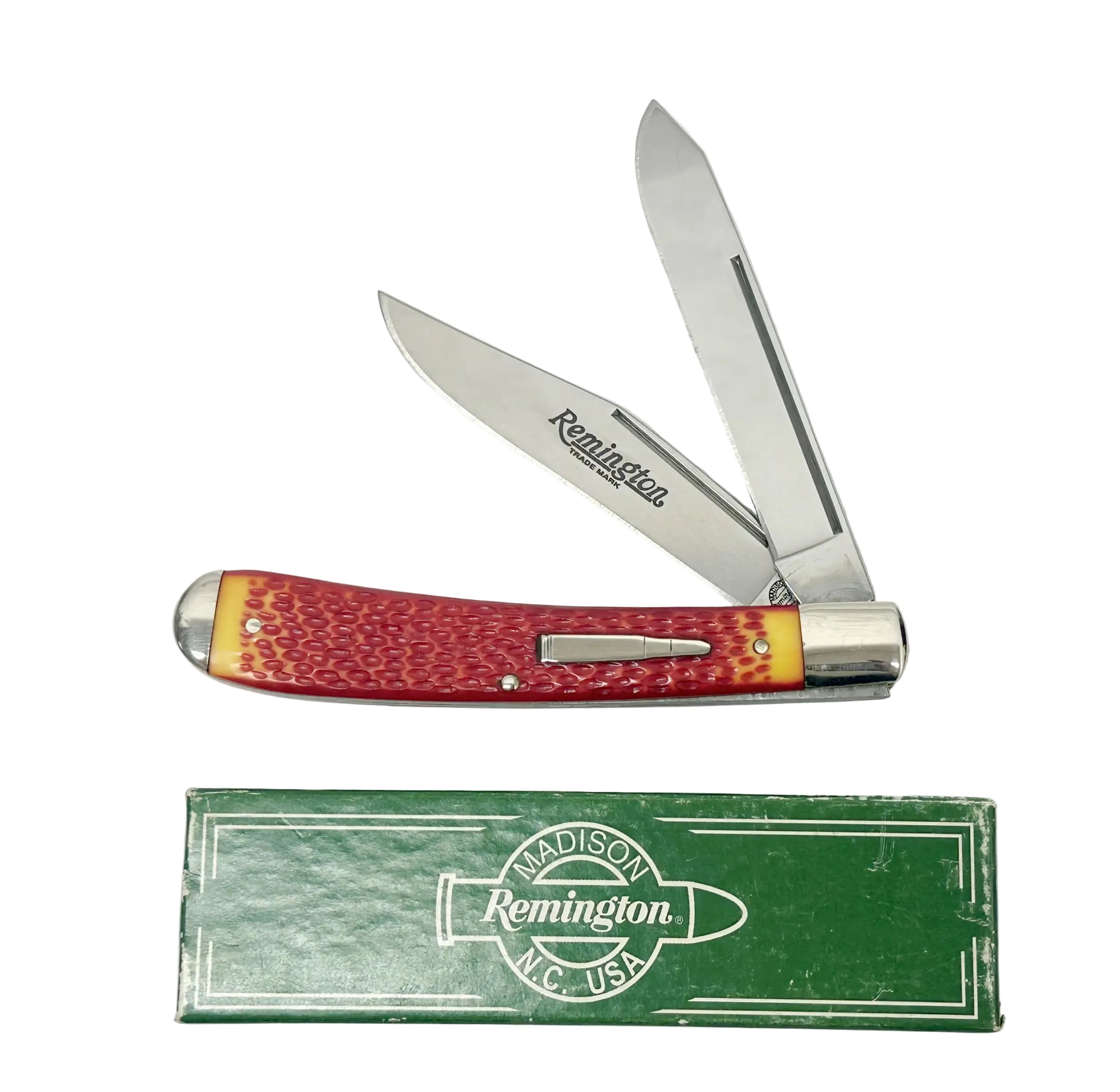 Remington UMC Red and Yellow Delrin Banana Trapper Pocket Knife | USA - Hers and His Treasures