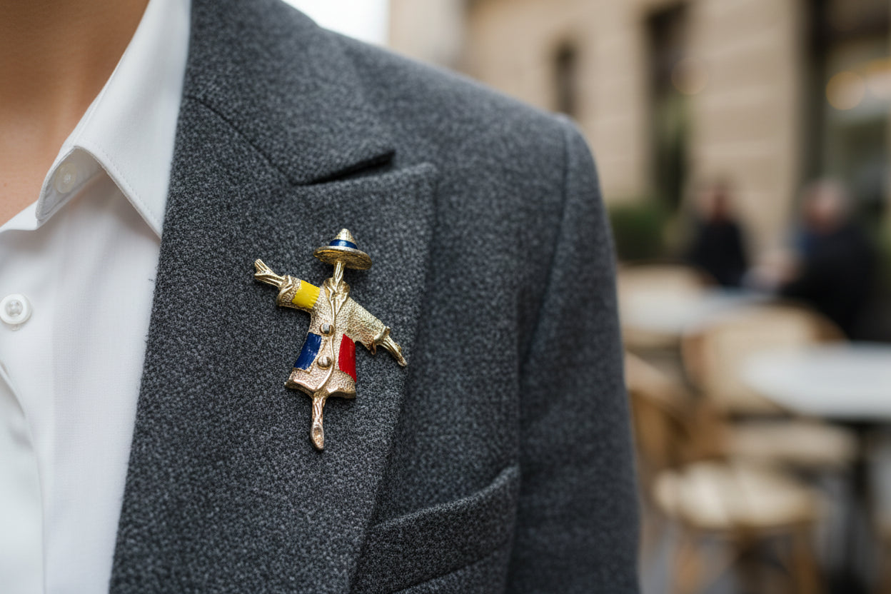 1969 Sarah Coventry Patches Scarecrow Brooch Pin - Hers and His Treasures