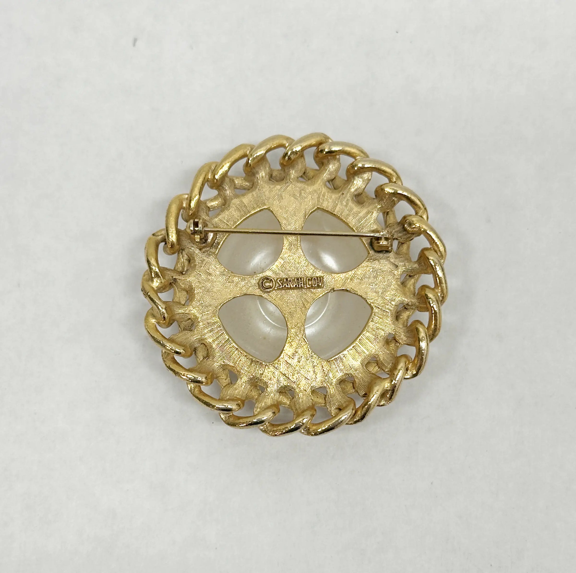 1969 Sarah Coventry Baroque Goddess Pearl Brooch Pin - Hers and His Treasures