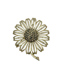 1960 Sarah Coventry Daisy Mae Large Gold Tone Flower Brooch - Hers and His Treasures
