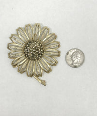 1960 Sarah Coventry Daisy Mae Large Gold Tone Flower Brooch - Hers and His Treasures