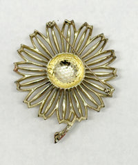 1960 Sarah Coventry Daisy Mae Large Gold Tone Flower Brooch - Hers and His Treasures