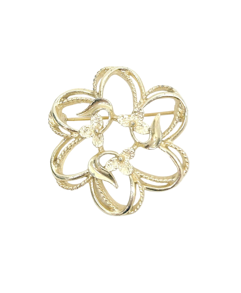 1974 Sarah Coventry Gold Tone Fleurette Brooch Pin - Hers and His Treasures