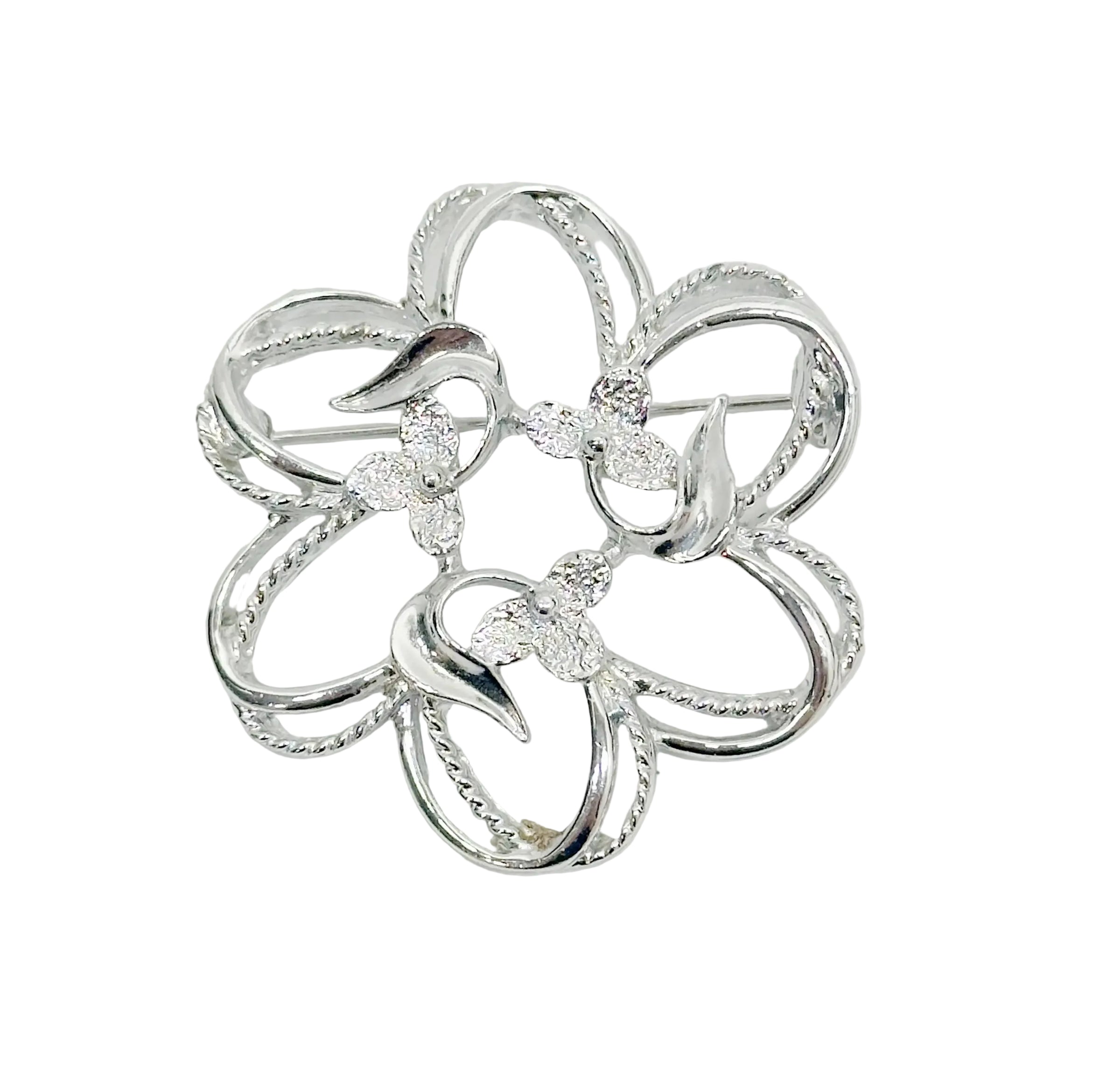 1974 Sarah Coventry Silver Tone Fleurette Brooch Pin - Hers and His Treasures