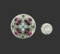 1973 Sarah Coventry Springtime Rhinestone Round Brooch - Hers and His Treasures