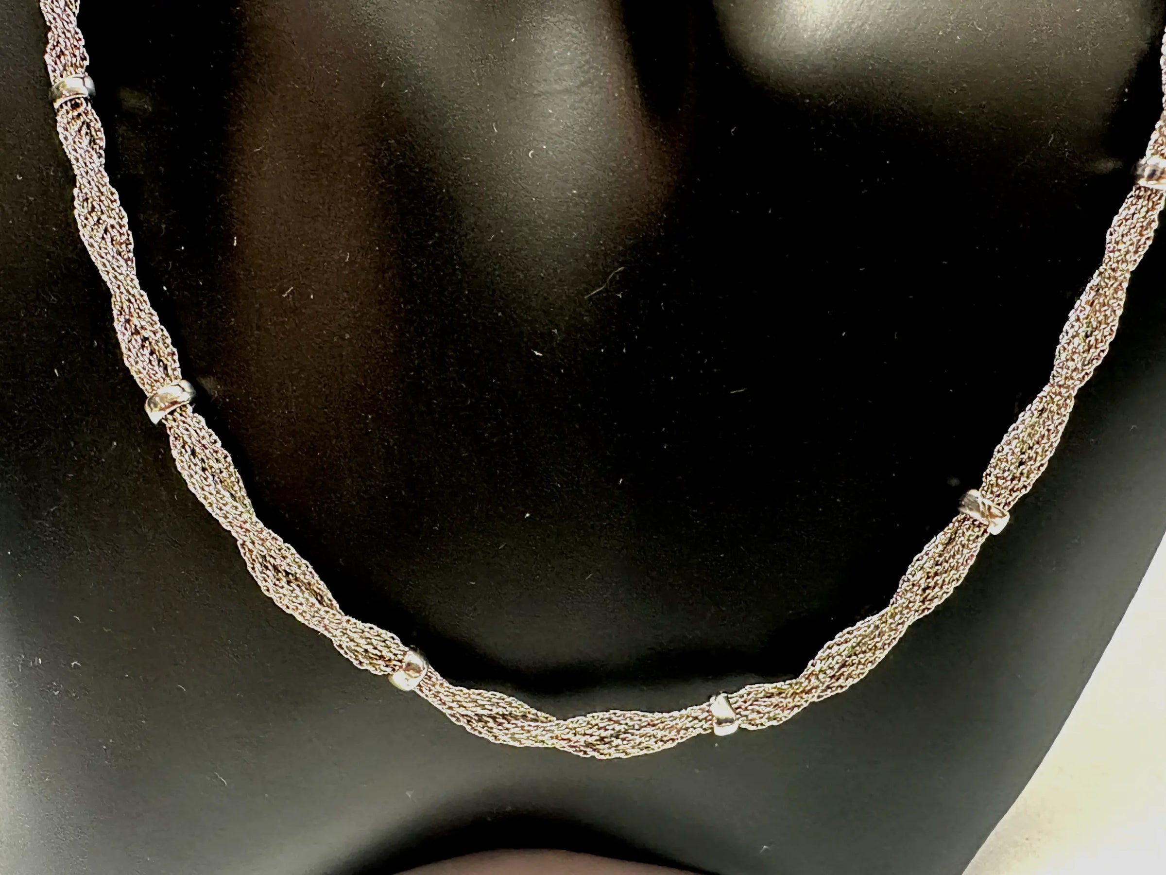 Vintage Whiting Davis Mesh Twisted Double Strand Silver Tone Necklace - Hers and His Treasures