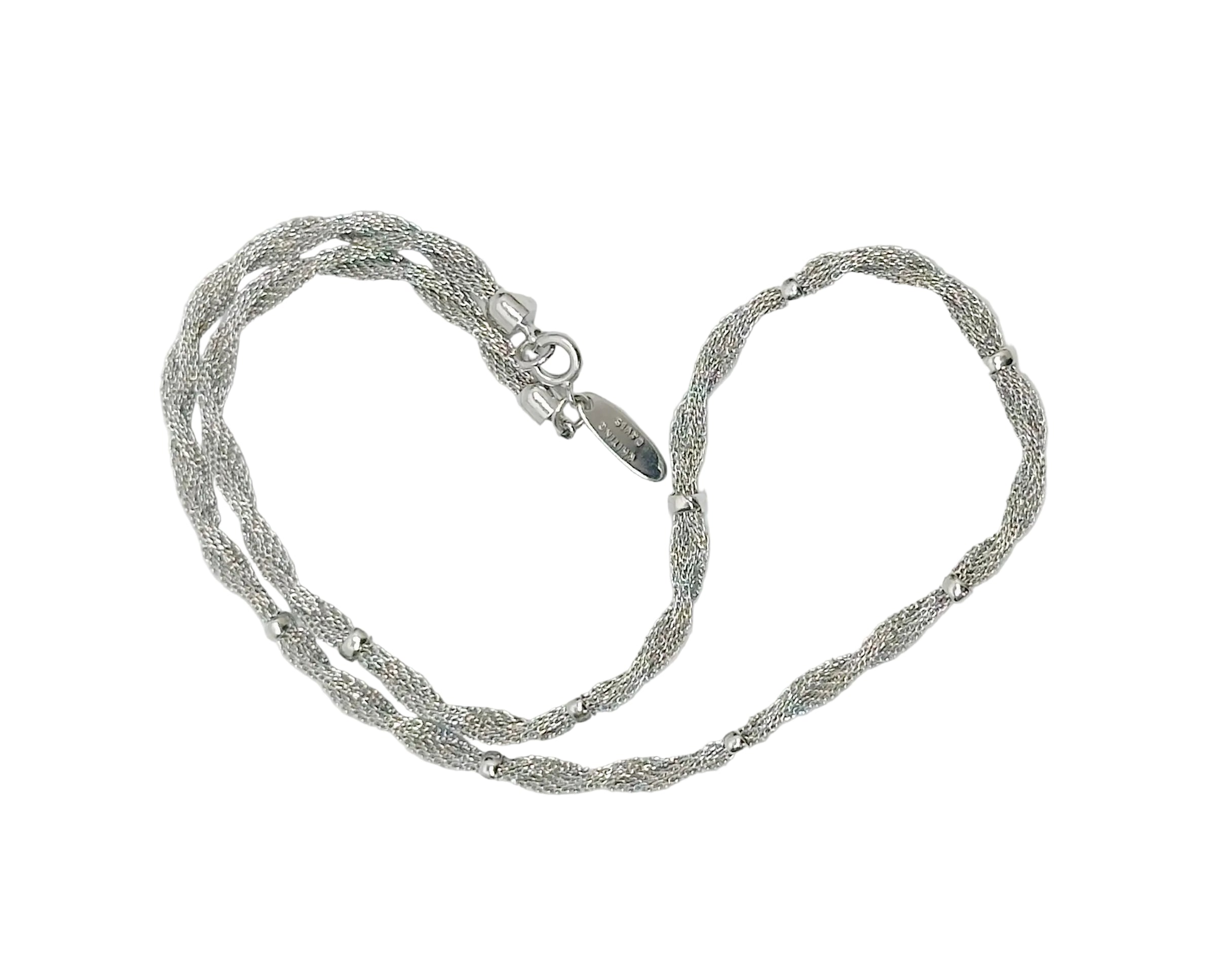 Vintage Whiting Davis Mesh Twisted Double Strand Silver Tone Necklace - Hers and His Treasures