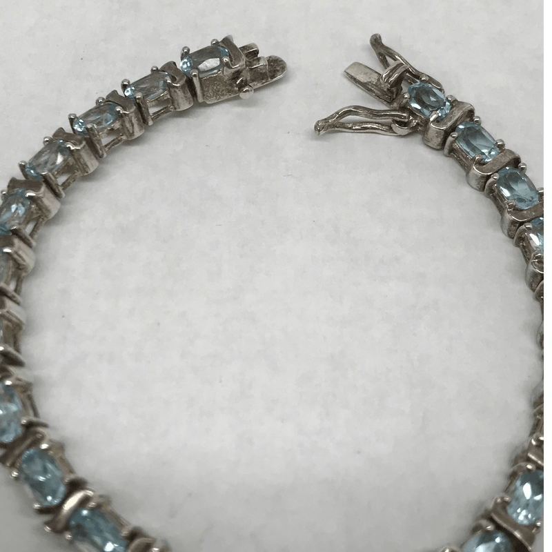 Light Blue Oval Topaz .925 Sterling Silver Bracelet - Hers and His Treasures
