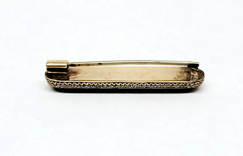 14K Gold Victorian Black Enamel Leaf Bar Pin - Hers and His Treasures