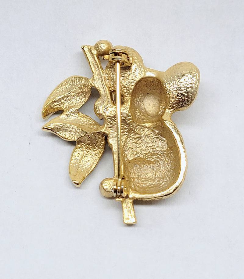 Vintage Gold Tone Textured Koala Bear Brooch Pin - Hers and His Treasures