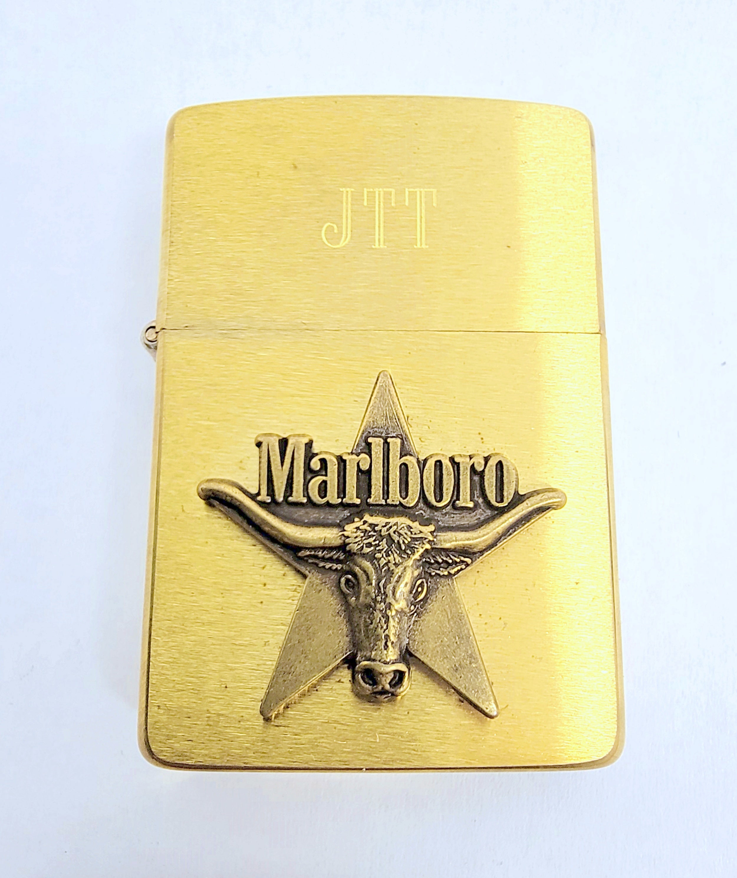 New VIII 1992 Marlboro Star Longhorn Steer Brass Zippo Lighter in 