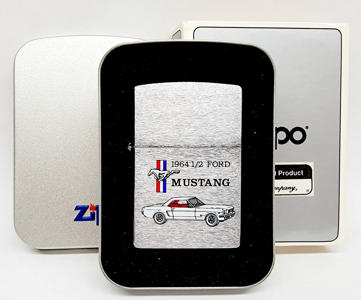 New 1996 XII 1964 1/2 Ford Mustang Brushed Chrome Zippo Lighter - Hers and His Treasures