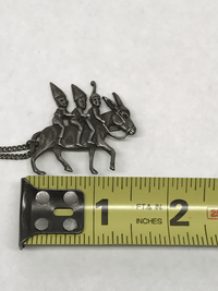 Rare Three Elves Or Gnomes Riding A Donkey Sterling Silver Brooch Pins - Hers and His Treasures