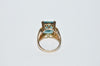 Gold Over Sterling Silver Ring W/ Large Blue Faceted Cubic Zirconia Gemstone