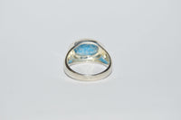 Blue Agate Cabochon .925 Sterling Silver Ring