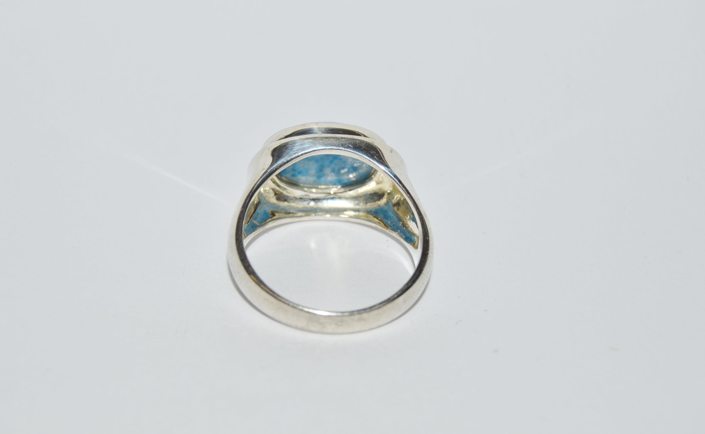 Blue Agate Cabochon .925 Sterling Silver Ring