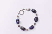 Blue Sodalite & Swarvoski Crystal Sterling Silver Bracelet