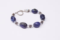 Blue Sodalite & Swarvoski Crystal Sterling Silver Bracelet