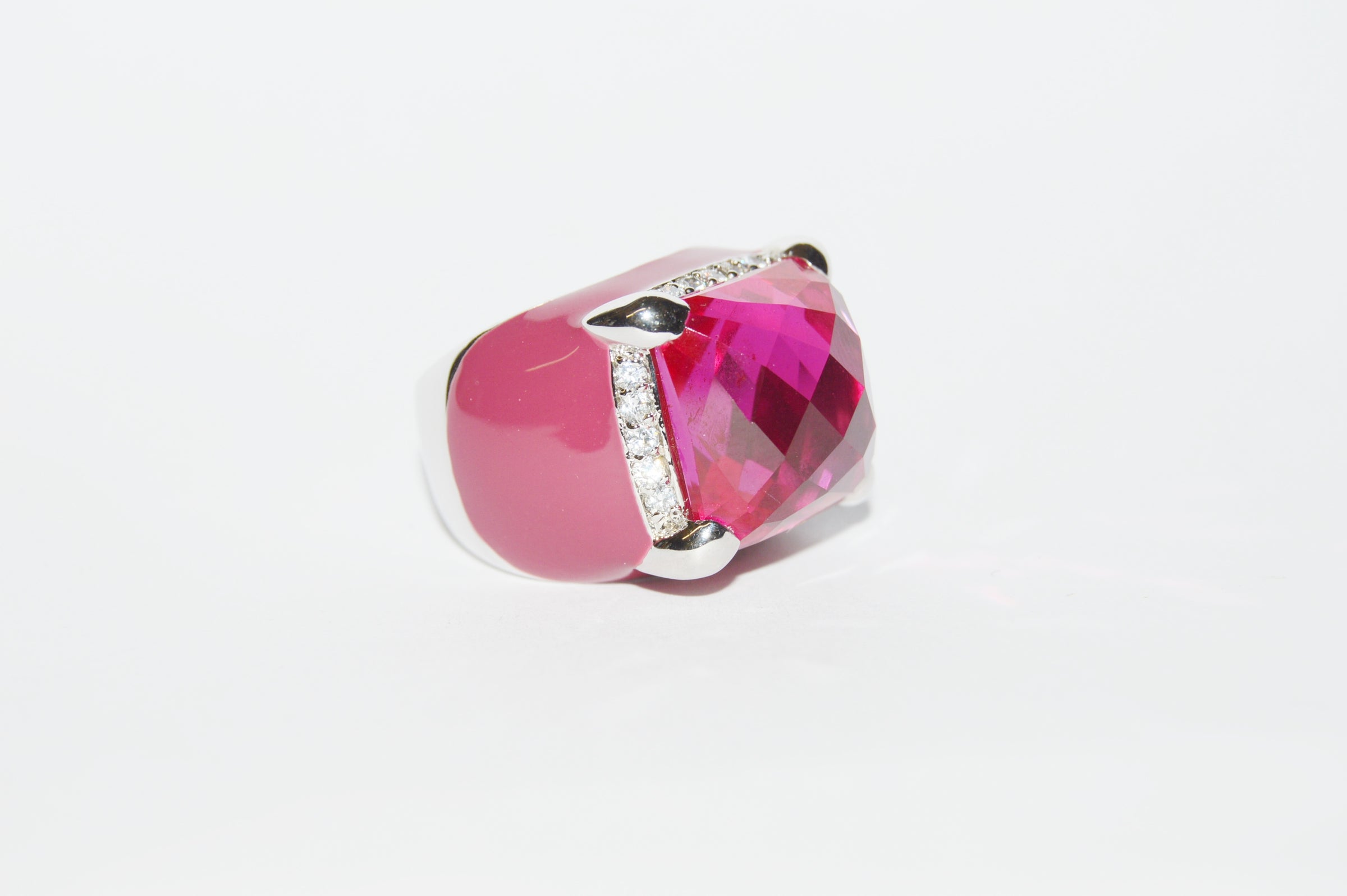Charles Winston CWE Pink Sapphire And CZ Sterling Silver .925 Ring