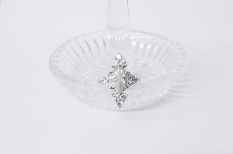 Sterling Silver Clear Cubic Zirconia Elongated Cocktail Ring